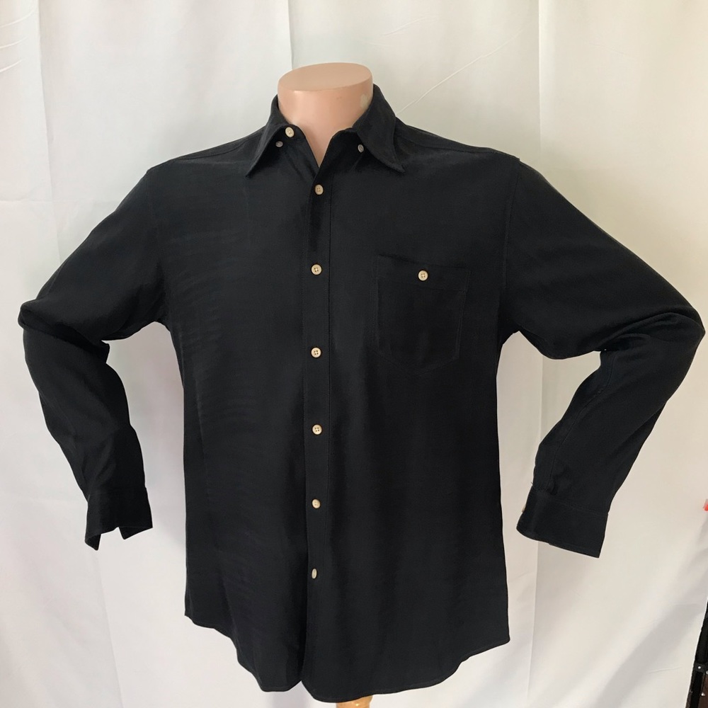 Tommy Bahama Black Silk Long Sleeve Shirt Medium